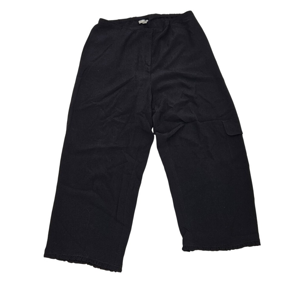 J. Jill‎ Black Wide Leg Crop Pants Elastic Waist Gaucho Lounge Casual